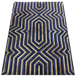 Blue Gold Dyed Echo Design Cowhide Rug (2 x 3m)