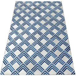 Blue White Dyed Arrow Design Cowhide Rug (2 x 3m)
