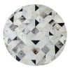 Mixed Square Patch Design Round Cowhide Rug (1.5m)