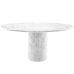 PAS-PAS Dining Table (Cylindrical Base)| Italian Carrara | Dia: 1.3M