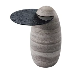 PEB-PEB Side Table | 440 x 350 mm | Travertine base