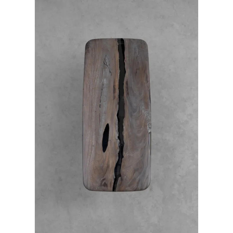 South American Solid Rainwood Slab w/ Grey Resin | 1.8M