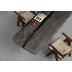 South American Solid Rainwood Slab w/ Grey Resin | 1.8M