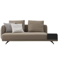 TEI-TEI Three Seater Single Arm Sofa w/ Wood Box| Leather