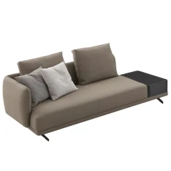 TEI-TEI Three Seater Single Arm Sofa w/ Wood Box| Leather