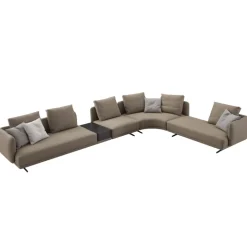 TEI-TEI Three Seater Single Arm Sofa w/ Wood Box| Leather