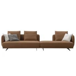 TEI-TEI Three Seater Single Arm Sofa w/ Wood Box| Leather